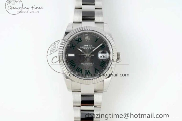 0212 DateJust 41 126334 NTF 1:1 Best Edition 904L Steel Gray Dial Green Roman on Oyster Bracelet VR ZeroBulk 2285